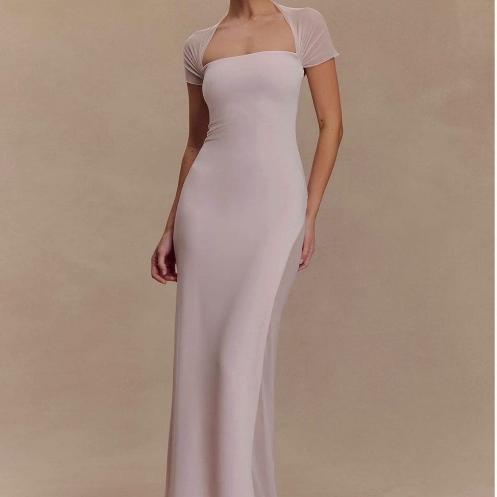 Meshki Wyatt Slinky and Mesh Maxi Dress Pink